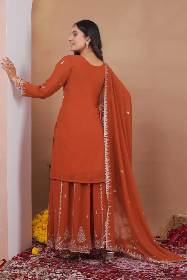 Orange_Embroidered_Kurti_Sharara_Set_With_Dupatta