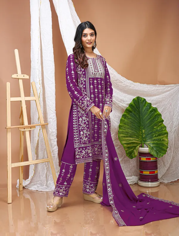 Purple_Rayon_Kurti_Pant_Set_With_Dupatta