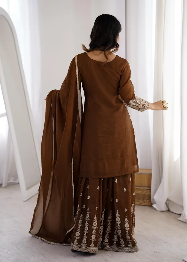 Brown_Elegant_Embroidered_Kurta_Sharara_Set_With_Dupatta