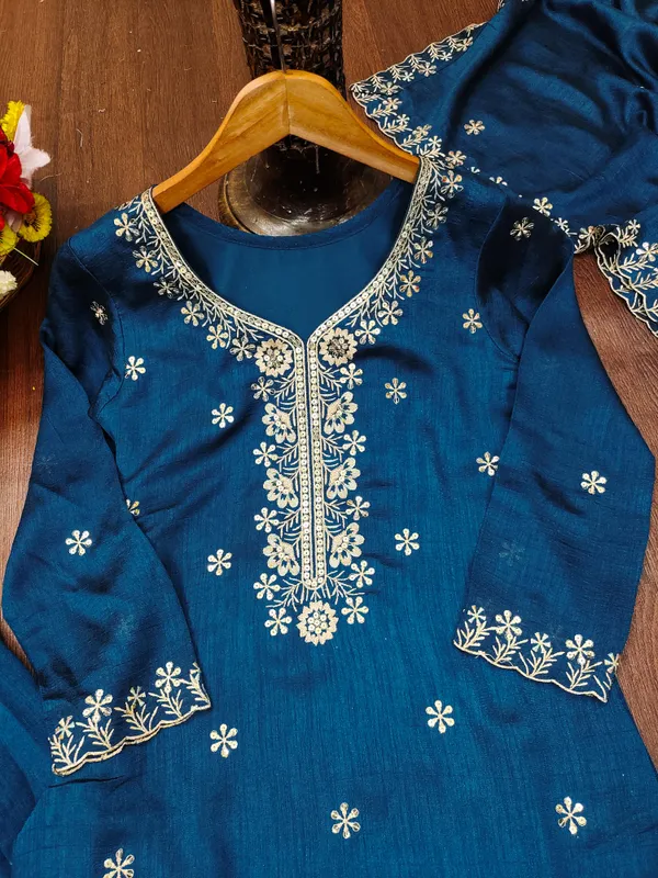Navy_Blue_Embroidered_Kurti_Sharara_Set_With_Dupatta
