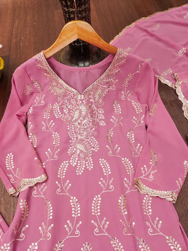 Light_Pink_Embroidered_Kurti_Sharara_Set_With_Dupatta