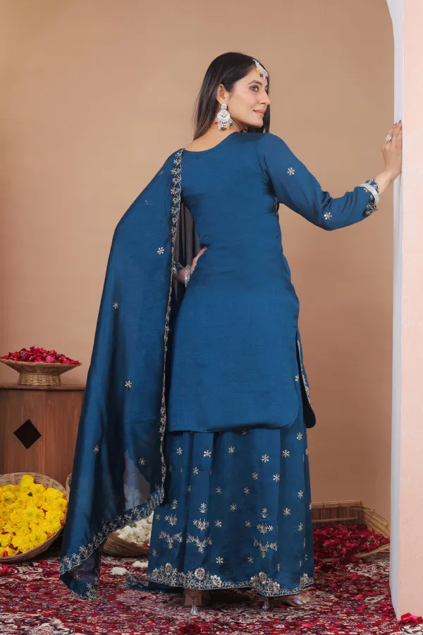 Navy_Blue_Embroidered_Kurti_Sharara_Set_With_Dupatta