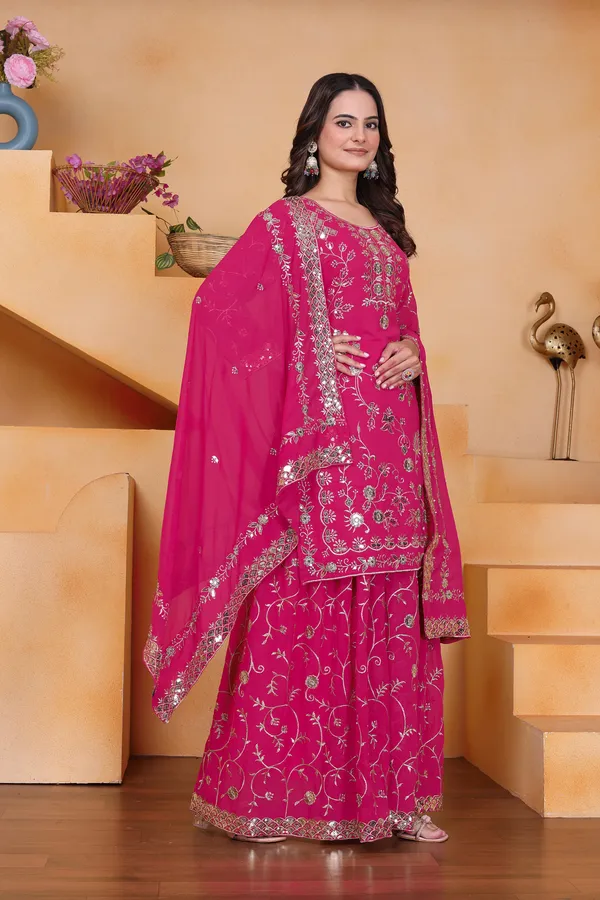 Rani_Pink_Embroidered_Kurti_Sharara_Set_With_Dupatta
