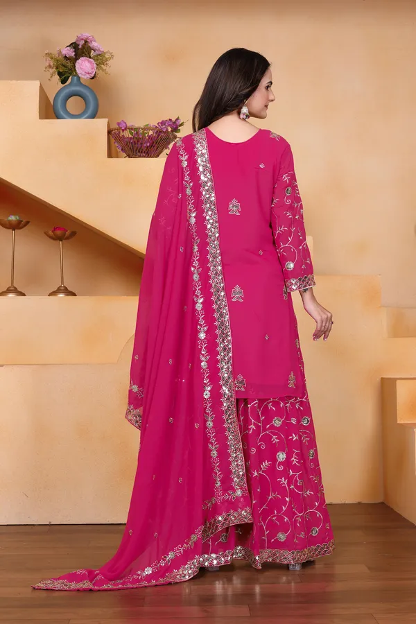 Rani_Pink_Embroidered_Kurti_Sharara_Set_With_Dupatta