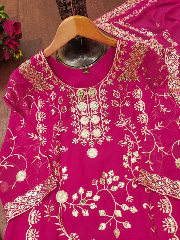 Rani_Pink_Embroidered_Kurti_Sharara_Set_With_Dupatta