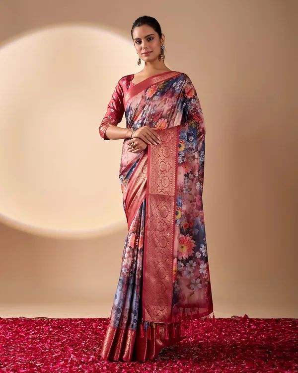 Multicolor_Luxurious_Soft_Lichi_Silk_Saree_For_Women_And_Girls