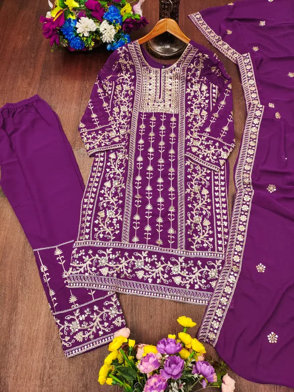 Purple_Rayon_Kurti_Pant_Set_With_Dupatta