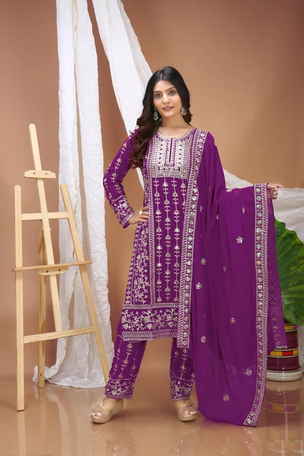 Purple_Rayon_Kurti_Pant_Set_With_Dupatta