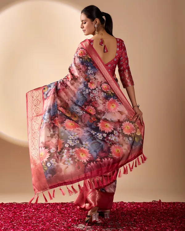 Multicolor_Luxurious_Soft_Lichi_Silk_Saree_For_Women_And_Girls