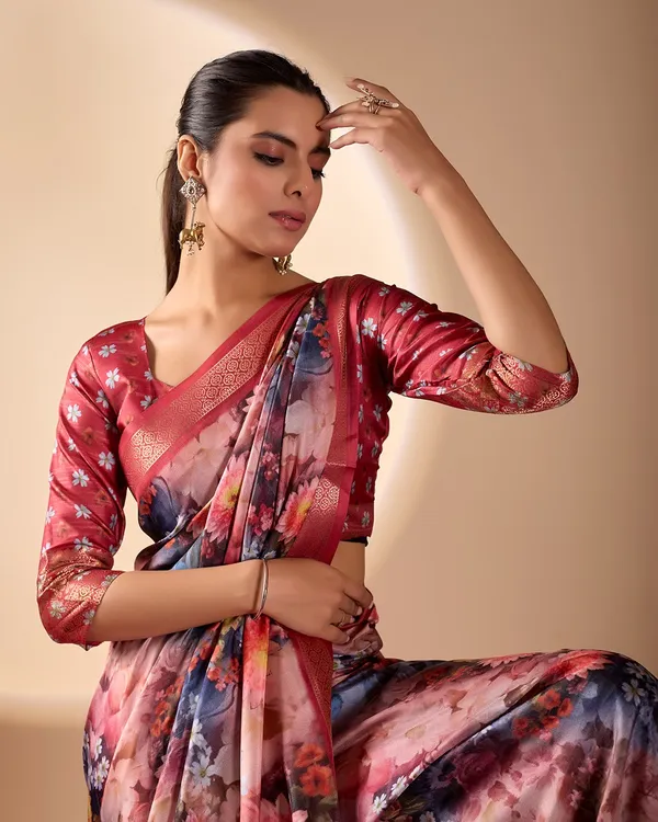 Multicolor_Luxurious_Soft_Lichi_Silk_Saree_For_Women_And_Girls