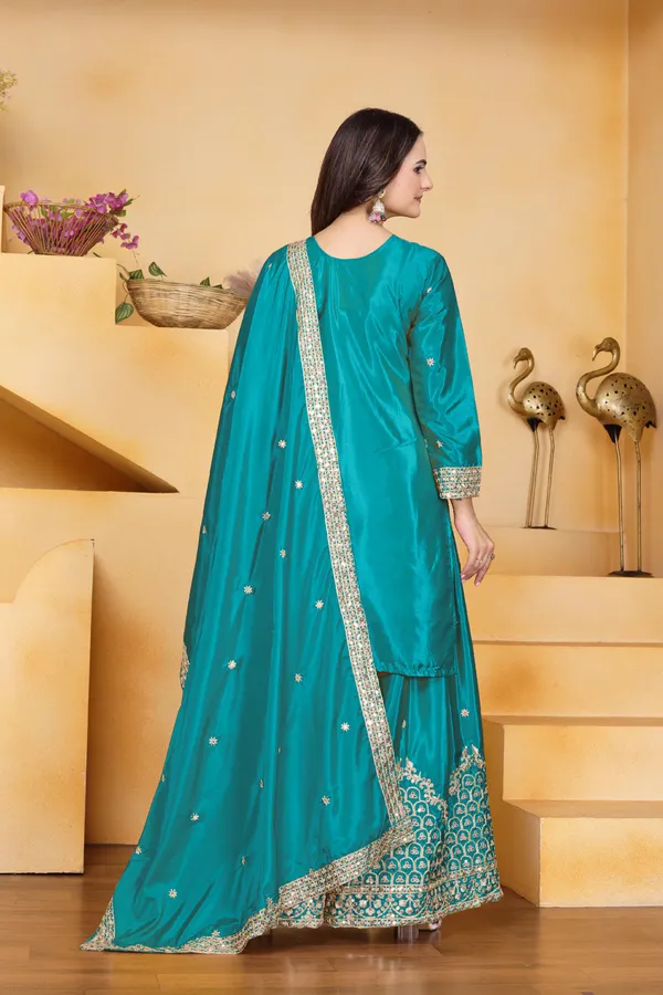 Blue_Embroidered_Kurti_Sharara_Set_With_Dupatta