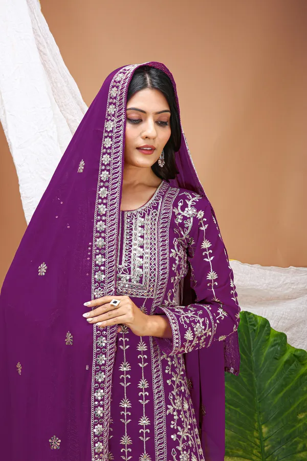Purple_Rayon_Kurti_Pant_Set_With_Dupatta