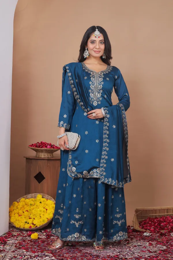 Navy_Blue_Embroidered_Kurti_Sharara_Set_With_Dupatta