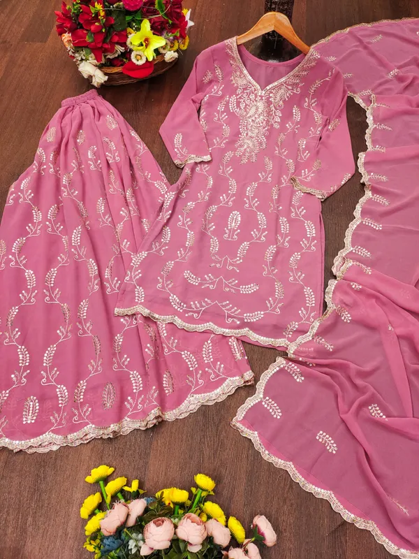 Light_Pink_Embroidered_Kurti_Sharara_Set_With_Dupatta