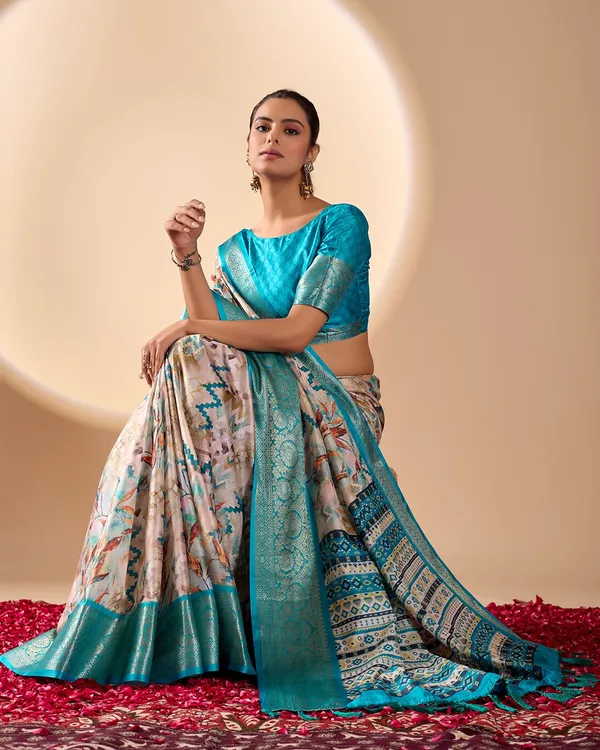 Sky_Blue_Soft_Lichi_Silk_Saree_For_Women_And_Girls