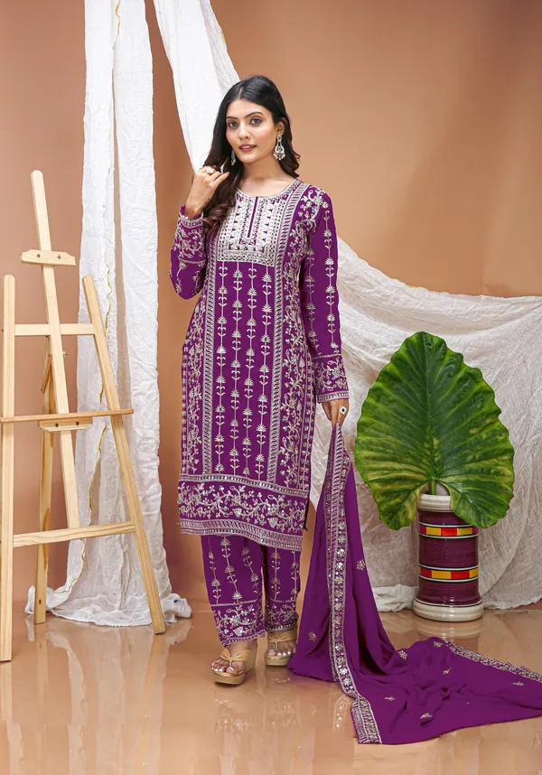 Purple_Rayon_Kurti_Pant_Set_With_Dupatta