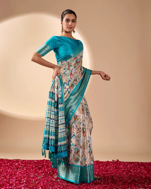 Sky_Blue_Soft_Lichi_Silk_Saree_For_Women_And_Girls