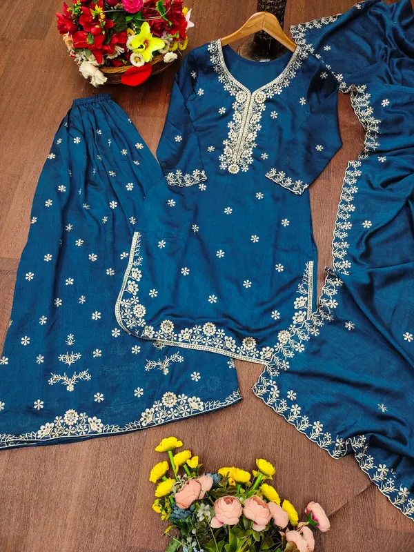 Navy_Blue_Embroidered_Kurti_Sharara_Set_With_Dupatta