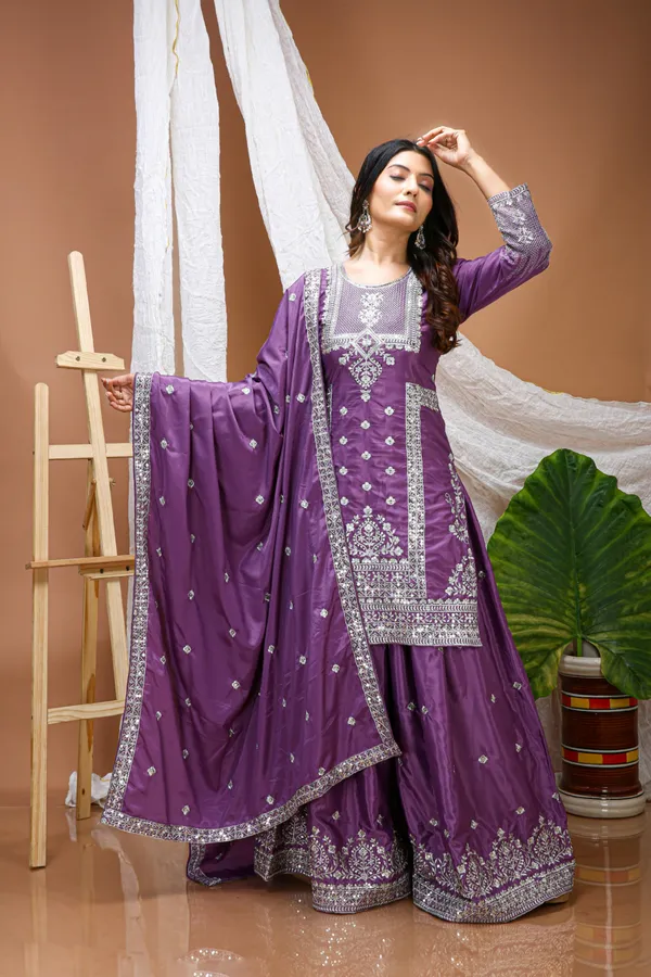 Purple_Embroidered_Kurti_Sharara_Set_With_Dupatta