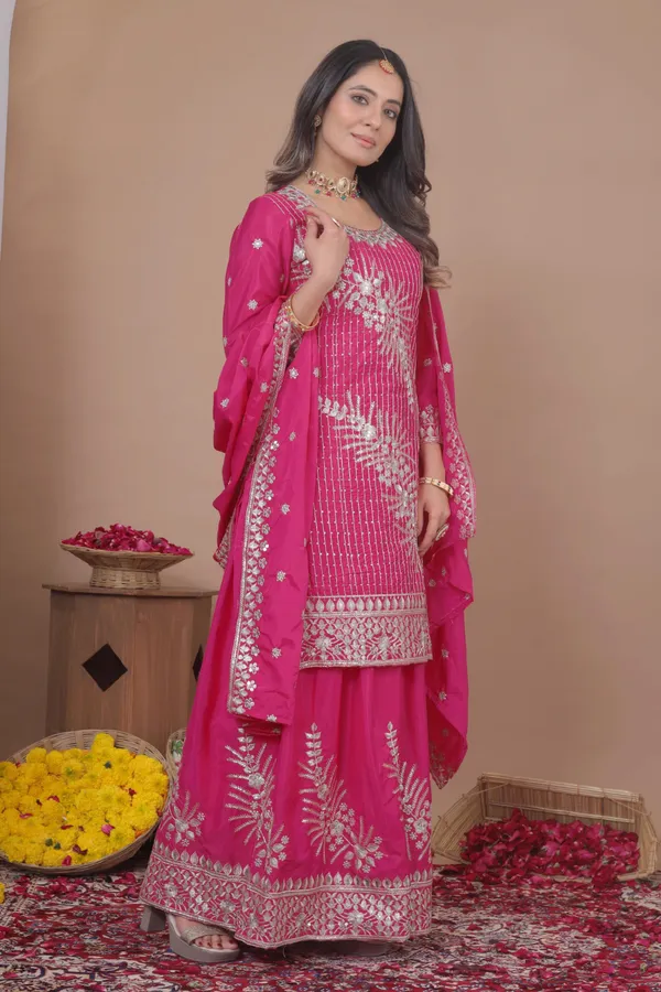 Pink_Natural_Crepe_Kurta_And_Sharara_Set