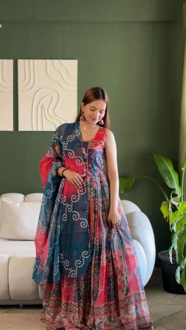 Multicolor_Stylish_Traditional_Print_Anarkali_Dress_With_Dupatta