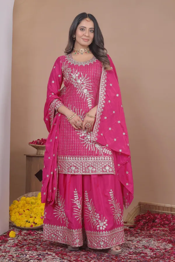 Pink_Natural_Crepe_Kurta_And_Sharara_Set
