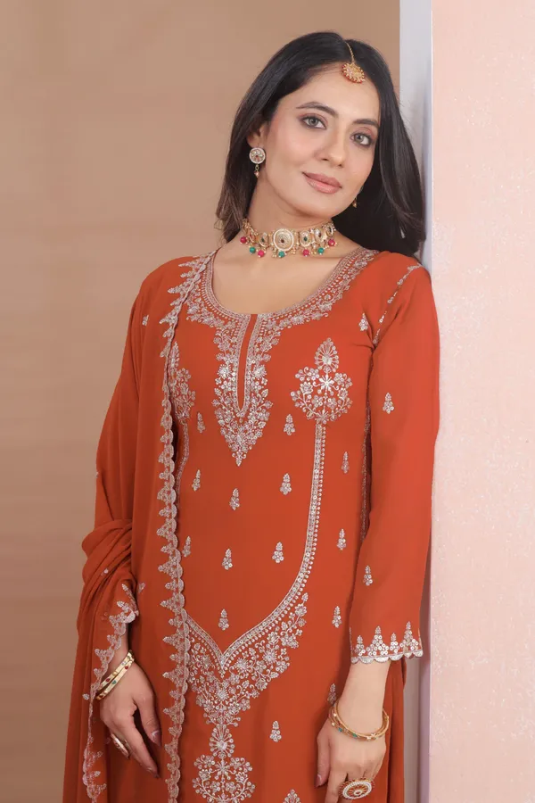 Orange_Embroidered_Kurti_Sharara_Set_With_Dupatta