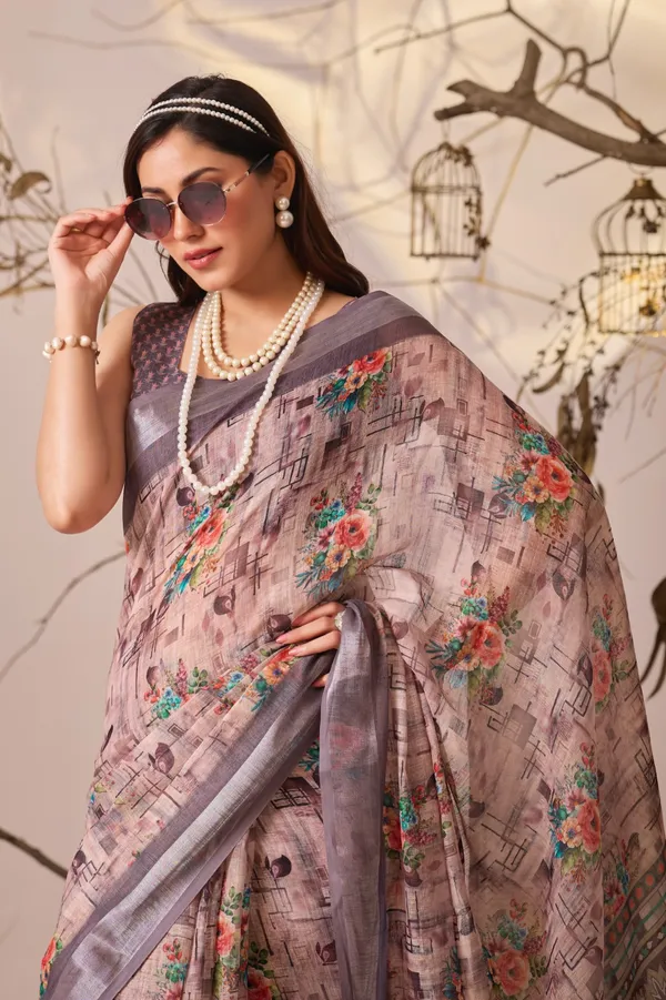 Dusty_Peach_Premium_Linen_Cotton_Saree_With_Elegant_Digital_Floral_And_Geometric_Print