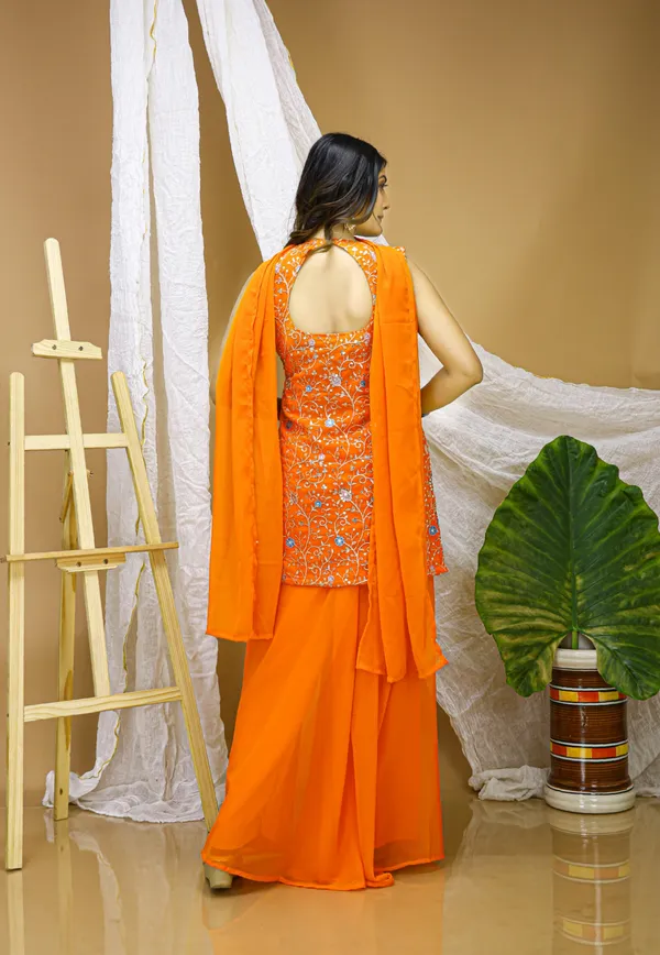 Orange_Embroidered_Kurti_Sharara_Set_With_Dupatta