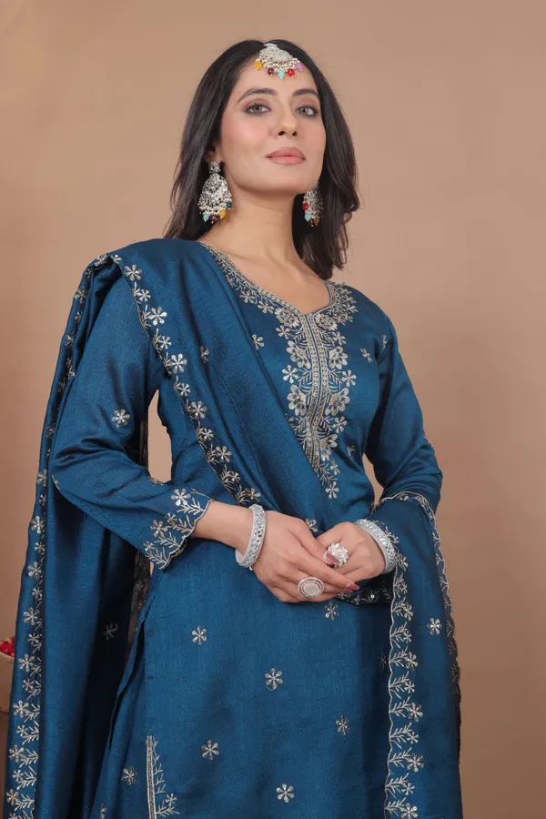Navy_Blue_Embroidered_Kurti_Sharara_Set_With_Dupatta