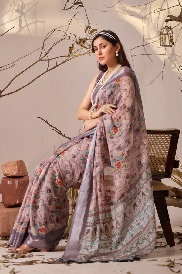 Dusty_Peach_Premium_Linen_Cotton_Saree_With_Elegant_Digital_Floral_And_Geometric_Print