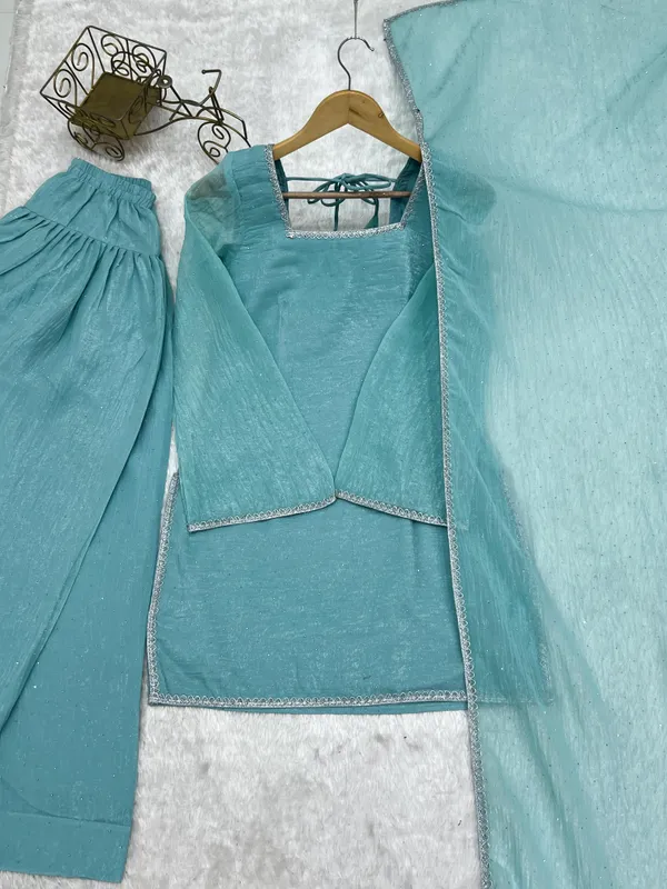 Sky_Blue_Stylish_Kurta_Set_With_Pants_And_Dupatta