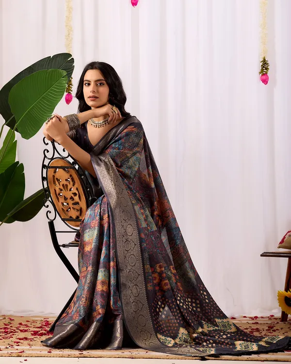 Multicolor_Elegant_Soft_Lichi_Silk_Saree_For_Women_And_Girls