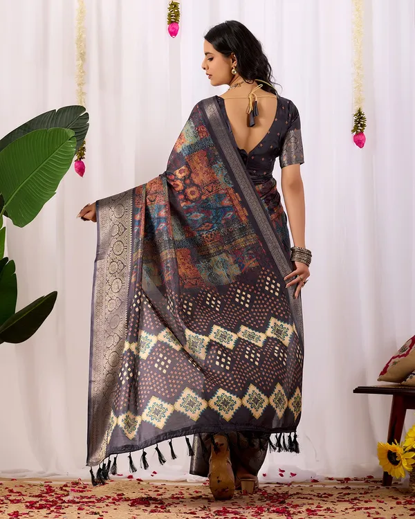 Multicolor_Elegant_Soft_Lichi_Silk_Saree_For_Women_And_Girls