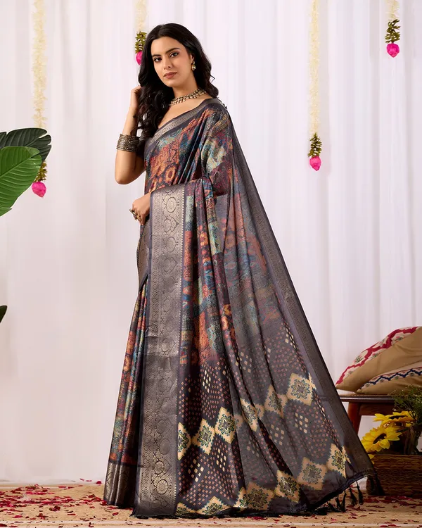 Multicolor_Elegant_Soft_Lichi_Silk_Saree_For_Women_And_Girls