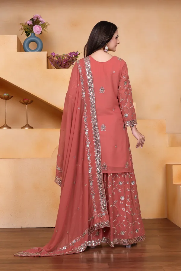 Mocha_Brown_Embroidered_Kurti_Sharara_Set_With_Dupatta
