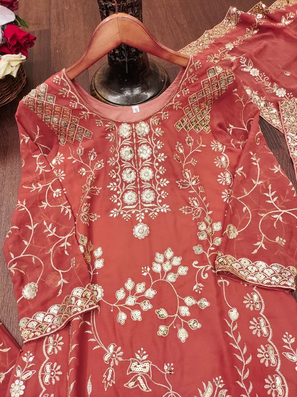 Mocha_Brown_Embroidered_Kurti_Sharara_Set_With_Dupatta