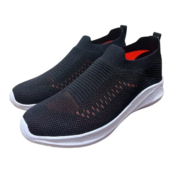 Black_Knit_Upper_With_Memory_Foam_Sole_Flat_Walking_Shoes_For_Men