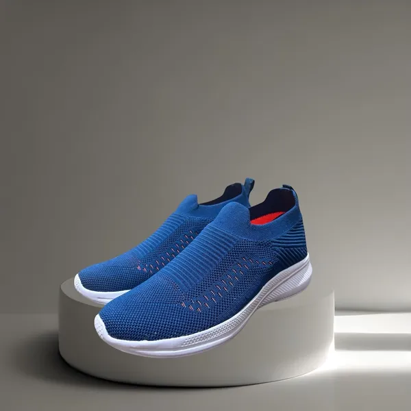 Blue_Knit_Upper_With_Memory_Foam_Sole_Flat_Walking_Shoes_For_Men