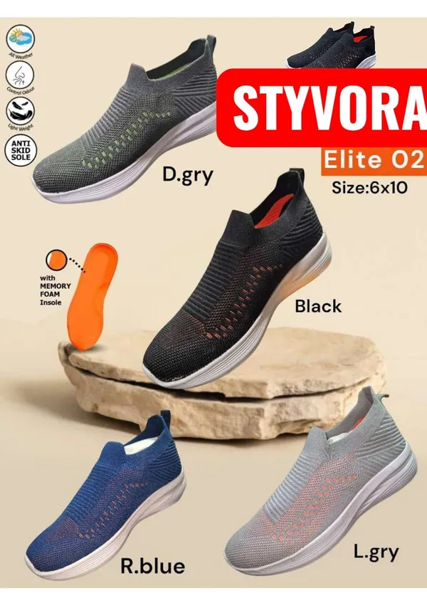 Dark_Gray_Knit_Upper_With_Memory_Foam_Sole_Flat_Walking_Shoes_For_Men
