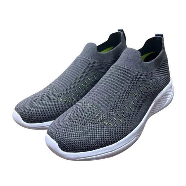 Dark_Gray_Knit_Upper_With_Memory_Foam_Sole_Flat_Walking_Shoes_For_Men