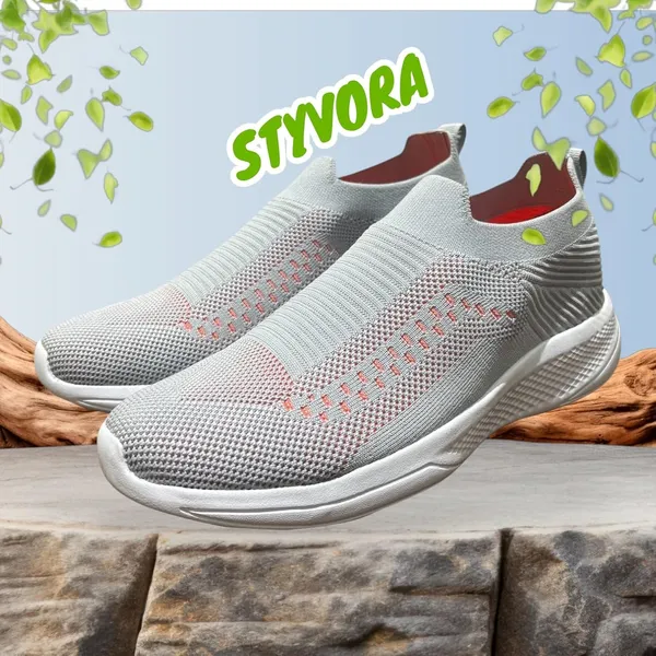 Grey_Knit_Upper_With_Memory_Foam_Sole_Flat_Walking_Shoes_For_Men