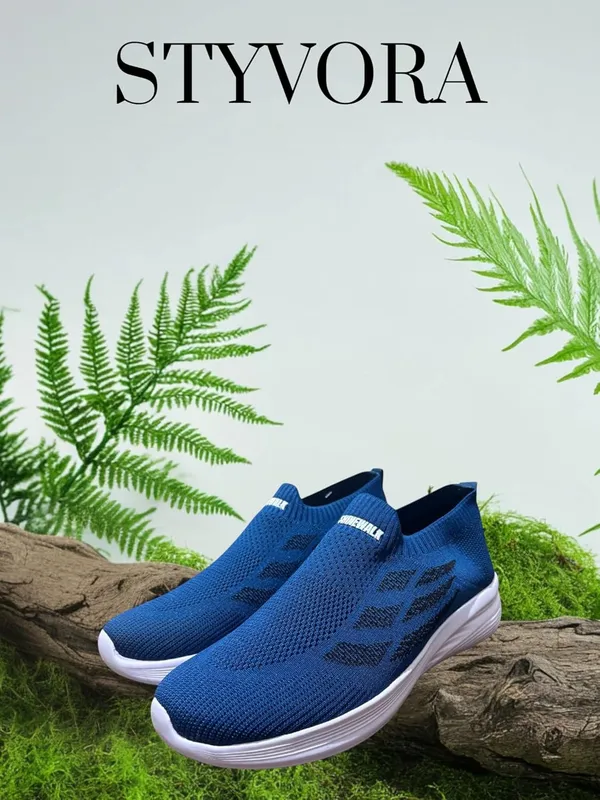 Blue_Knit_Upper_With_Memory_Foam_Sole_Flat_Walking_Shoes_For_Men