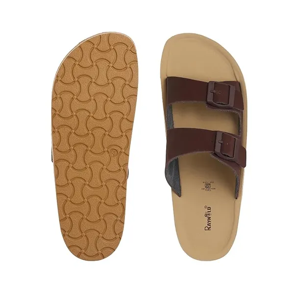 Brown_Synthetic_Leather_Upper_Eva_Midsole_Rubber_Outsole_Flat_Slip-on_Sandals_For_Men