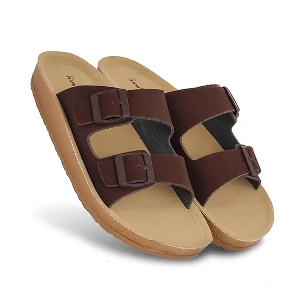 Brown_Synthetic_Leather_Upper_Eva_Midsole_Rubber_Outsole_Flat_Slip-on_Sandals_For_Men
