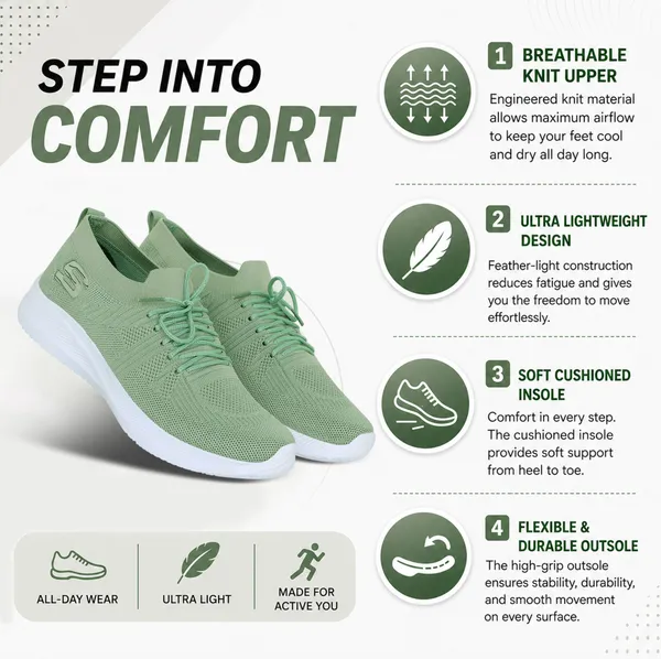 styvora_Women�s_Lightweight_Knit_Walking_Shoes_|_Breathable_Casual_Running_Sneakers_Walking_Shoes_For_Women_(Green)