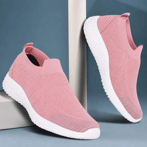 styvora_Women�s_Slip-On_Walking_Shoes_|_Lightweight_Breathable_Knit_Sneakers_for_Women_Slip_On_Sneakers_For_Unisex_(Pink_,_9)