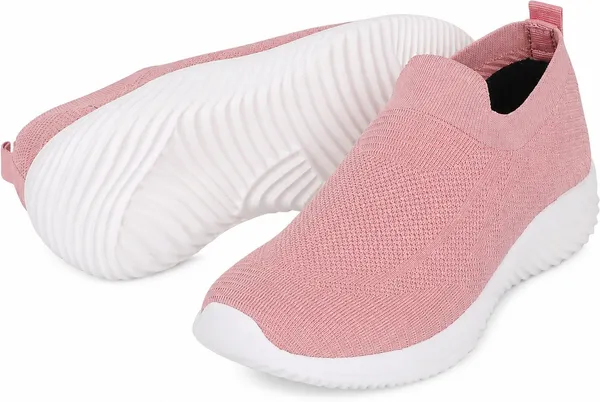 styvora_Women�s_Slip-On_Walking_Shoes_|_Lightweight_Breathable_Knit_Sneakers_for_Women_Slip_On_Sneakers_For_Unisex_(Pink_,_9)
