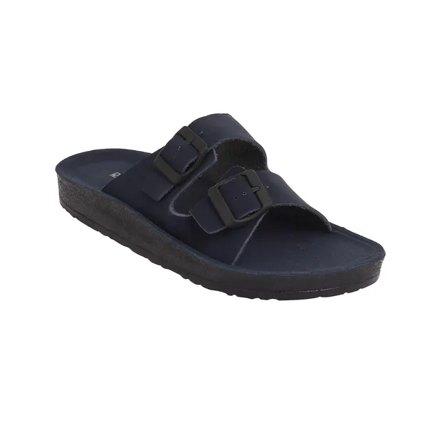 Navy_Blue_Synthetic_Leather_Upper_Eva_Midsole_Rubber_Outsole_Flat_Slip-on_Sandals_For_Men