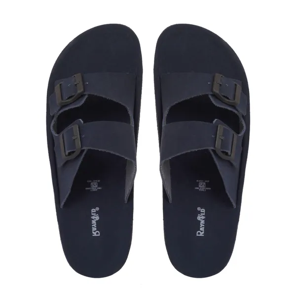 Navy_Blue_Synthetic_Leather_Upper_Eva_Midsole_Rubber_Outsole_Flat_Slip-on_Sandals_For_Men